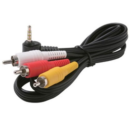 Audio/Video AV 3.5mm to 3-RCA 5ft Composite Cable for Canon Camcorders by CyberTech Audio/Video AV 3.5mm to 3-RCA 5ft Composite Cable for Canon Camcorders by CyberTech